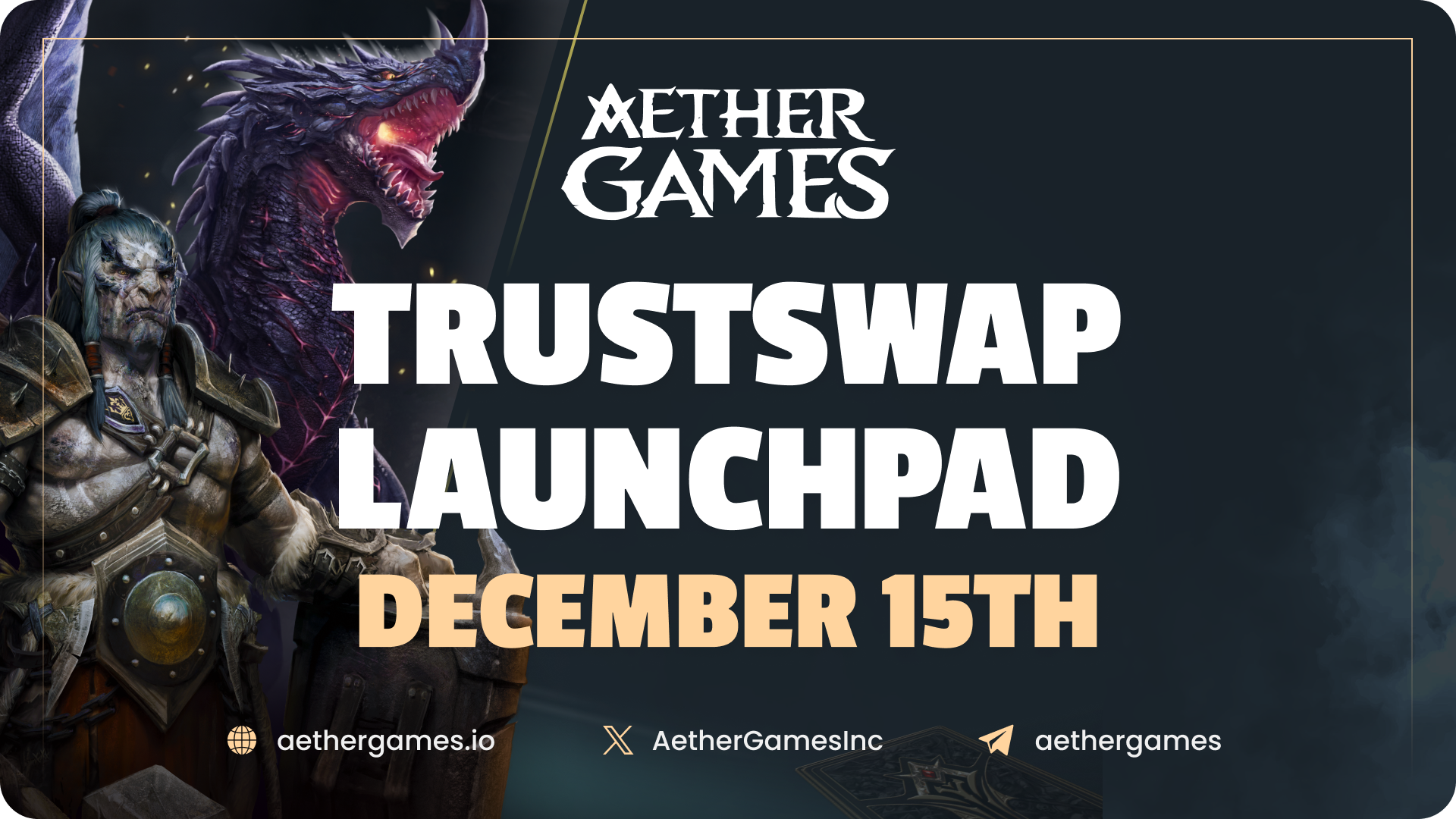 Aether Games Announces Strategic Round Token Offering Dec. 15th on TrustSwap Launchpad
